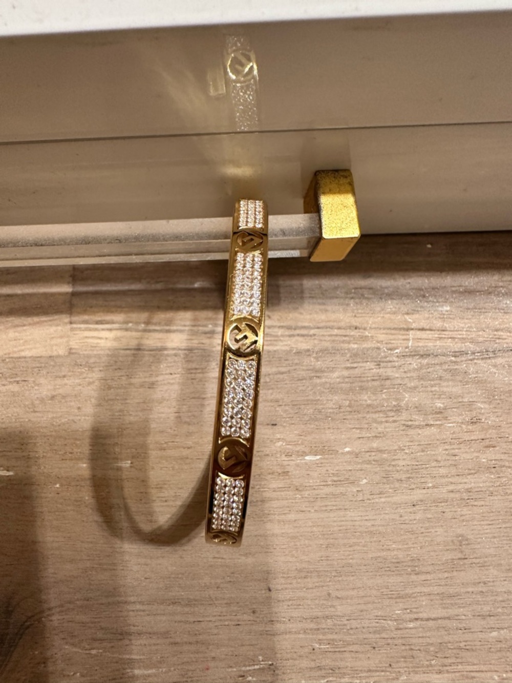 Fendi Gold Metal Logo Cuff Bracelet